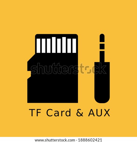 Simple TF Card and AUX Icon. plat icon. balck and yellow theme. simple design