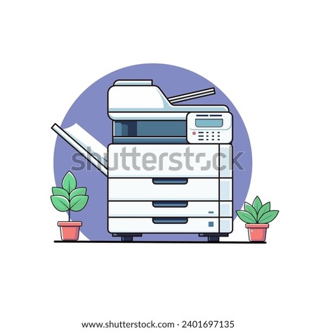 Cute photocopier machine plat design, vector illustration