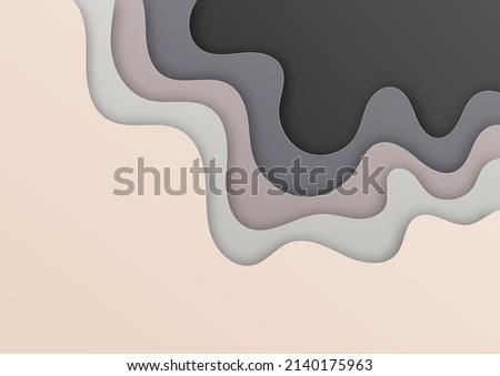 Paper art curve Vector Abstract Background in multicolor. Abstract Paper cuts with black inner bottoms.
