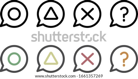 flat set check circle triangle icon