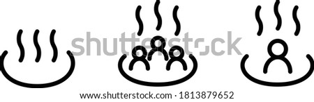 Japanese hot spring flat icon set