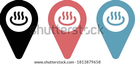 Japanese hot spring flat icon set