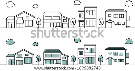 A set of illustrations of a simple house icon cityscape