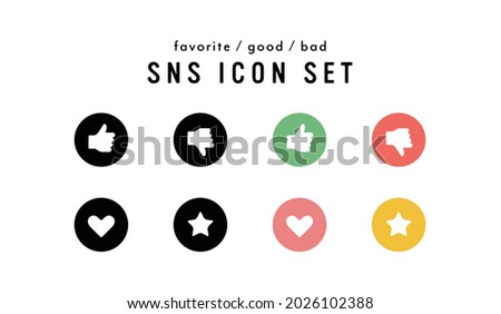 A set of simple icons for social networking.
This illustration is related to like, good, bad, favorite, bookmark, star, heart, button, etc.
