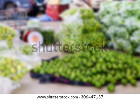 abstract blurred background of Shop lemon in vegetable wholesale market.