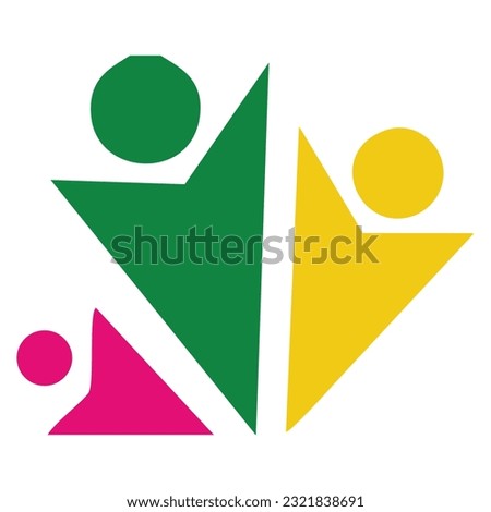 Teamwork abstract icon. Teamwork, partnership, cooperation concept. Vector illustration. Logo design for teamwork and cooperation towards success. Colorful logo of joy and teamwork.