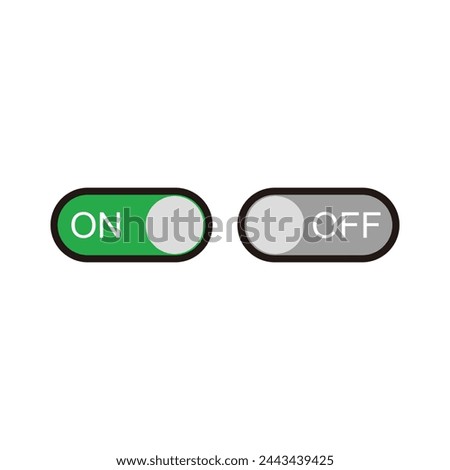 On and Off buttons on a white background. Vector illustration in flat style. resource graphic element button icon design a UI application and technology theme
