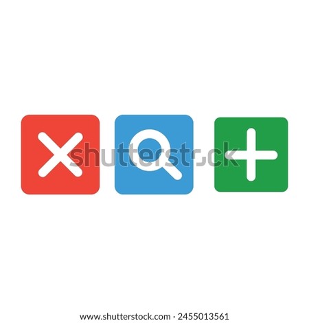 Mathematical symbols. Full color calculator icon for calculator UI in white background. Basic elements of graphic design. plus, minus, times equal. Editable in EPS 10