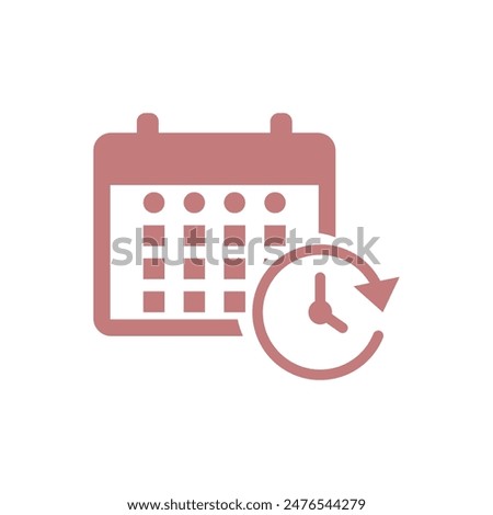 Calendar with clock icon on background for graphic and web design. Simple calendar sign. Internet concept symbol for website button or mobile app