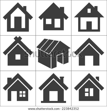 Set of 9 house icon, vector illustration on white background. Every icon grouped, you can simply change color