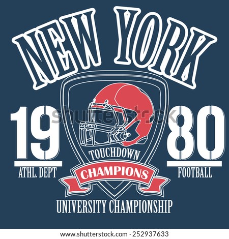 New York Sport Typography, University Football Athletic Dept. T-shirt graphics, Vintage Print for sportswear apparel - vector illustration