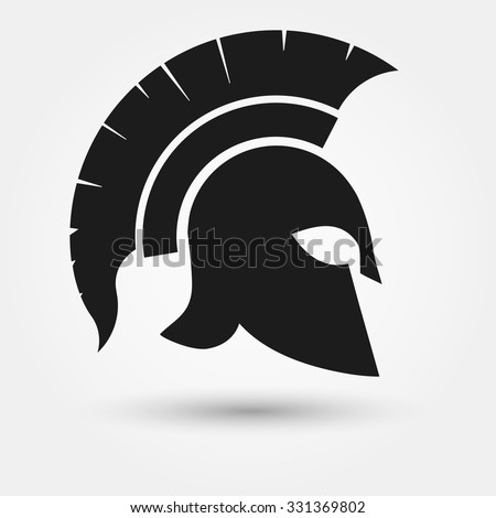 Spartan Helmet silhouette, Greek warrior - Gladiator,  legionnaire heroic soldier. vector