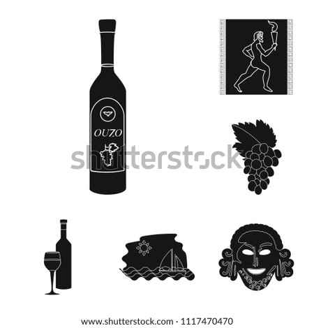 Country Greece black icons in set collection for design.Greece and landmark vector symbol stock web illustration.