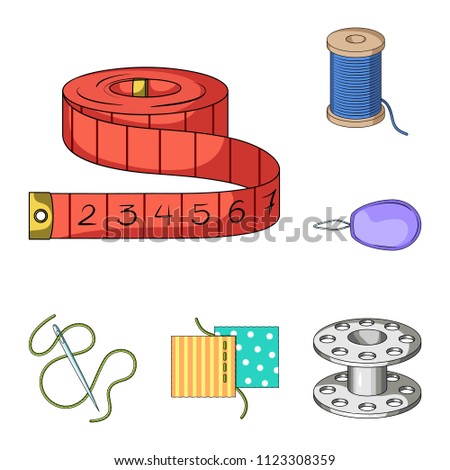 Sewing, atelier cartoon icons in set collection for design. Tool kit vector symbol stock web illustration.