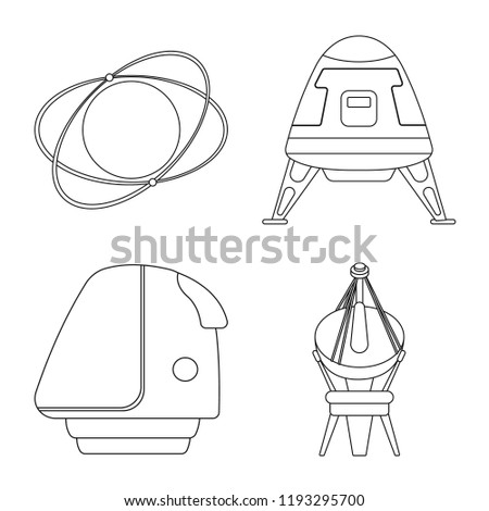 Vector design of mars and space symbol. Set of mars and planet stock symbol for web.