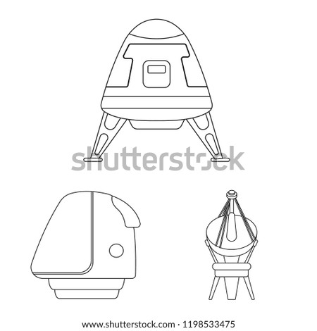 Vector design of mars and space icon. Set of mars and planet vector icon for stock.