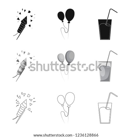 Isolated object of party and birthday logo. Collection of party and celebration vector icon for stock.