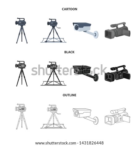 Vector illustration of camcorder and camera logo. Collection of camcorder and dashboard vector icon for stock.