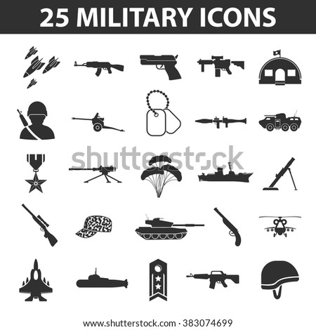 Military Icons Set. Stock Vector Illustration 383074699 : Shutterstock