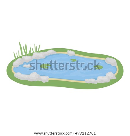 Pond icon in cartoon style isolated on white background. Park symbol stock vector illustration.