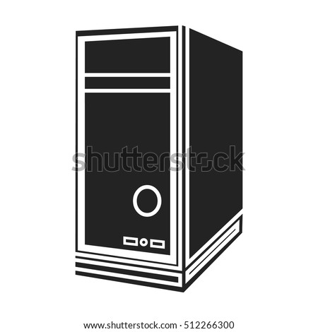 System unit icon in black style isolated on white background. Personal computer symbol stock vector illustration.