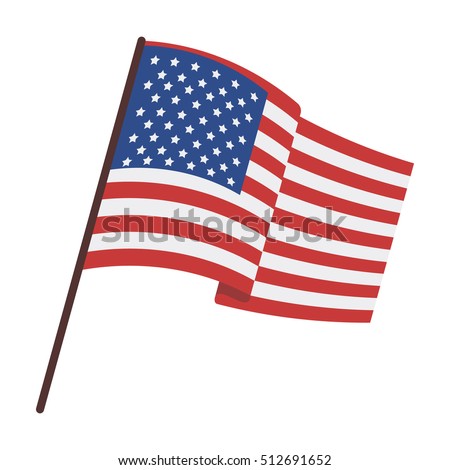 Flag of the United States icon in cartoon style isolated on white background. USA country symbol stock vector illustration.