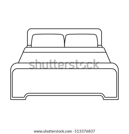 Bed icon in outline style isolated on white background. Hotel symbol stock vector illustration.