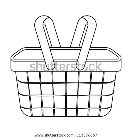 Picnic basket icon in outline style isolated on white background. Park symbol stock vector illustration.