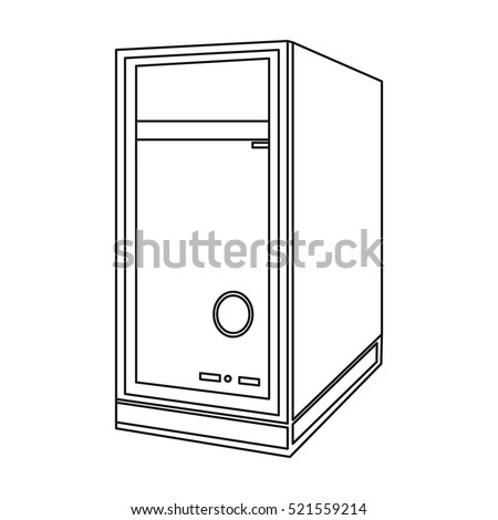 System unit icon in outline style isolated on white background. Personal computer symbol stock vector illustration.