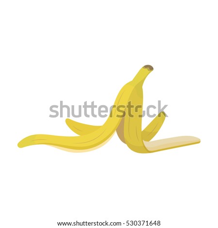 Peel of banana icon in cartoon style isolated on white background. Trash and garbage symbol vector illustration.