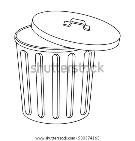 Trash can icon in outline style isolated on white background. Trash and garbage symbol stock vector illustration.