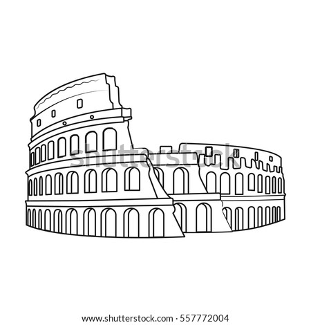 Colosseum in Italy icon in outline style isolated on white background. Countries symbol stock vector illustration.