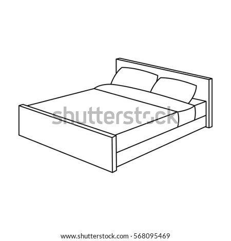 Bed icon in outline style isolated on white background. Sleep and rest symbol stock vector illustration.