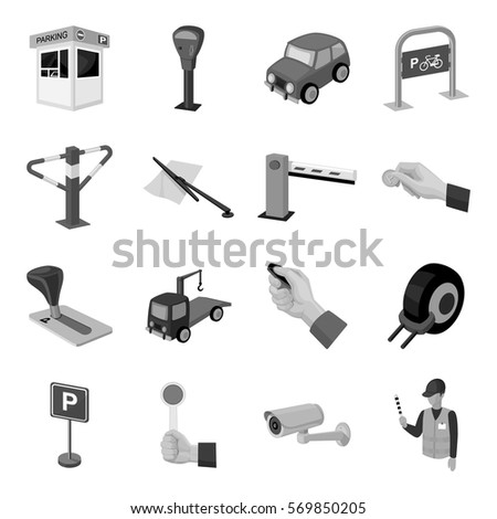 Parking zone set icons in monochrome style. Big collection of parking zone vector symbol stock illustration
