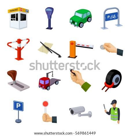 Parking zone set icons in cartoon style. Big collection of parking zone vector symbol stock illustration