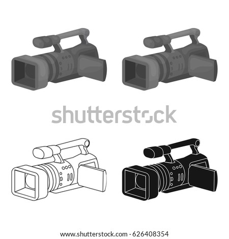 Camcorder icon in cartoon style isolated on white background. Event service symbol stock vector illustration.