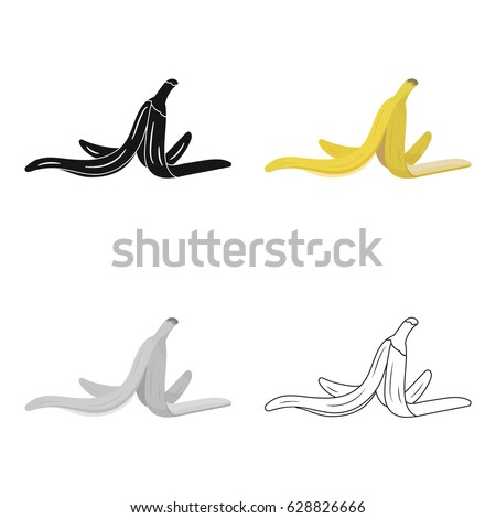 Peel of banana icon in cartoon style isolated on white background. Trash and garbage symbol stock vector illustration.