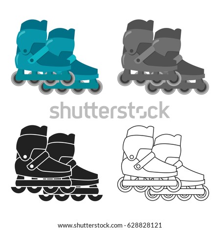 Inline skates  icon in cartoon style isolated on white background. Play garden symbol stock vector illustration.