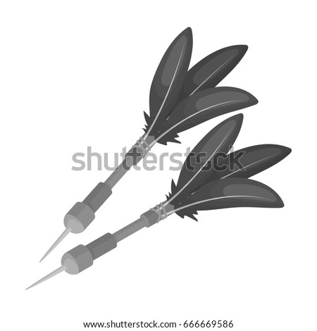 Darts for the wind gun.African safari single icon in monochrome style raster, bitmap symbol stock illustration web.
