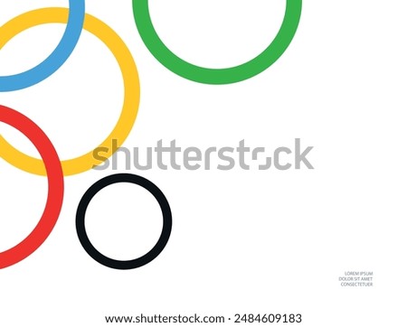 Bright colored rings on a white background.