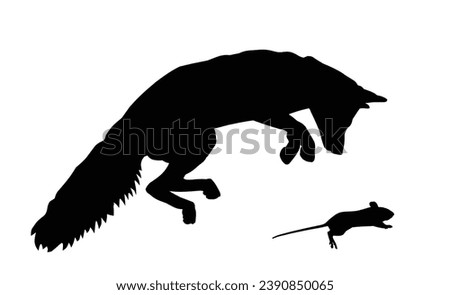 The silhouettes running fox and mouse.
