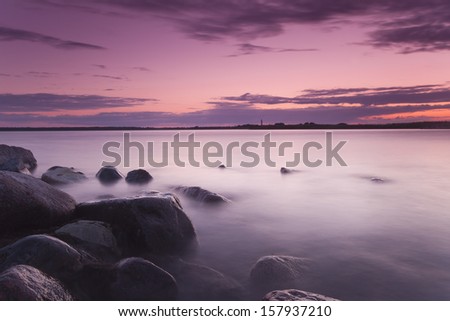 Beautiful sundawn from the Swedish coastline, wide angle photo