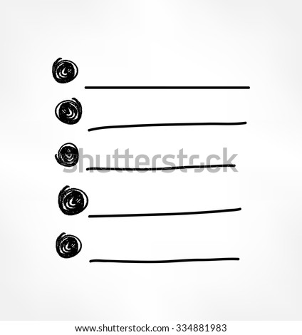 Bulleted list is hand-written. Vector illustration. 10 eps. blank business strategy concept infographic diagram bullet point list illustration 