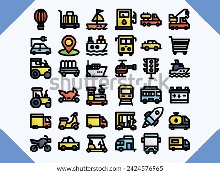 transport line color icon design for download