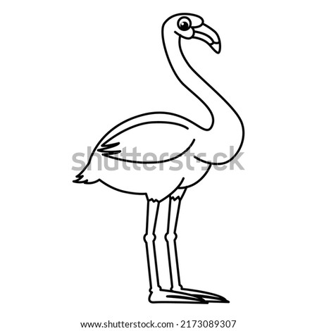 Cute flamengo cartoon coloring page illustration vector. For kids coloring book.