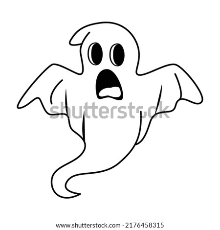 Cute ghost cartoon coloring page illustration vector. For kids coloring book.