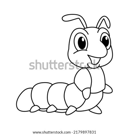 Cute caterpillar cartoon coloring page illustration vector. For kids coloring book.