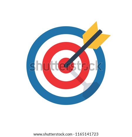 target, challenge, objective icon. competitive advantage symbol. successful shot in the darts target. isolated on white background. vector illustration