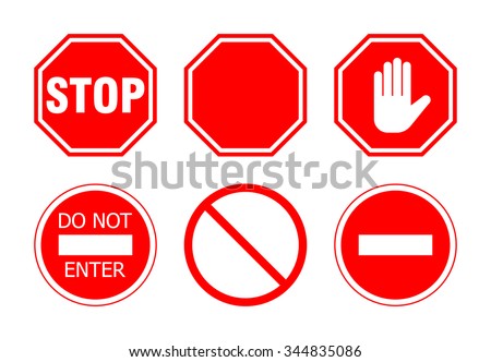 stop sign set, isolated on white background. vector illustration