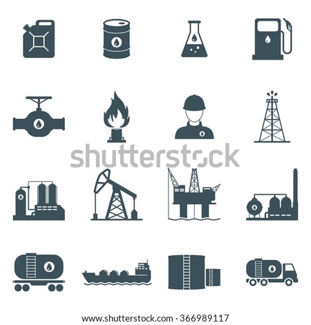 oil and gas industry icon set. oil drilling, refining, production, transportation and storage process. isolated on white background. vector illustration